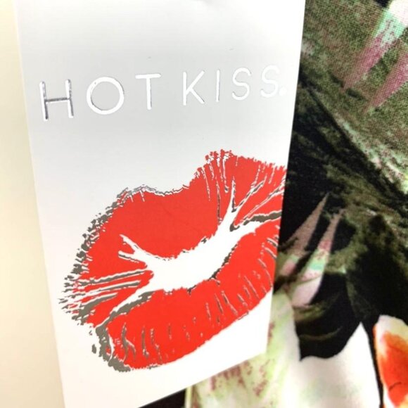 HOT KISS Junior's Mini Bodycon Shoulderless Short Sleeve Dress Black/Multicolor - Picture 5 of 7